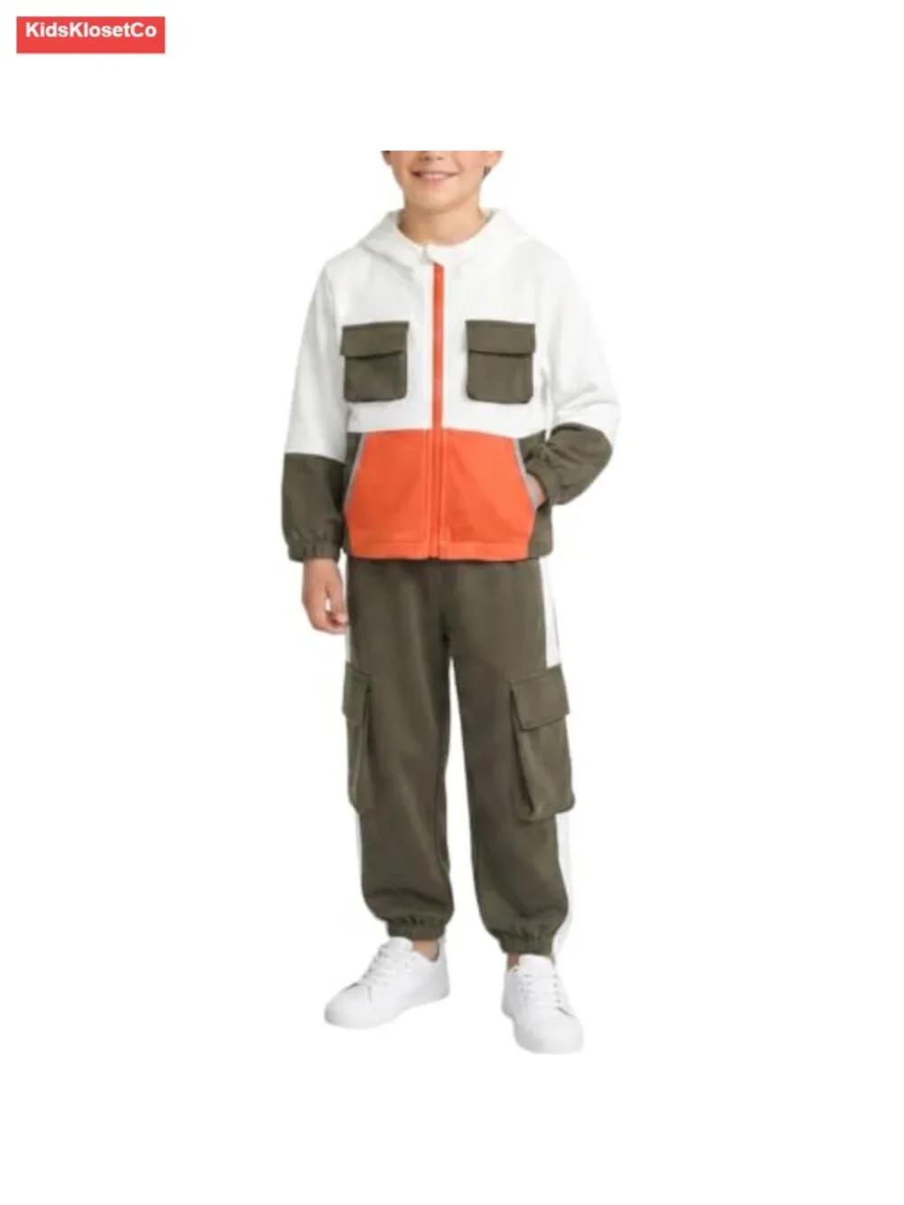Boys 2 Piece Cargo Hoodie Set Athletic Tracksuit Sweatsuit 3-12